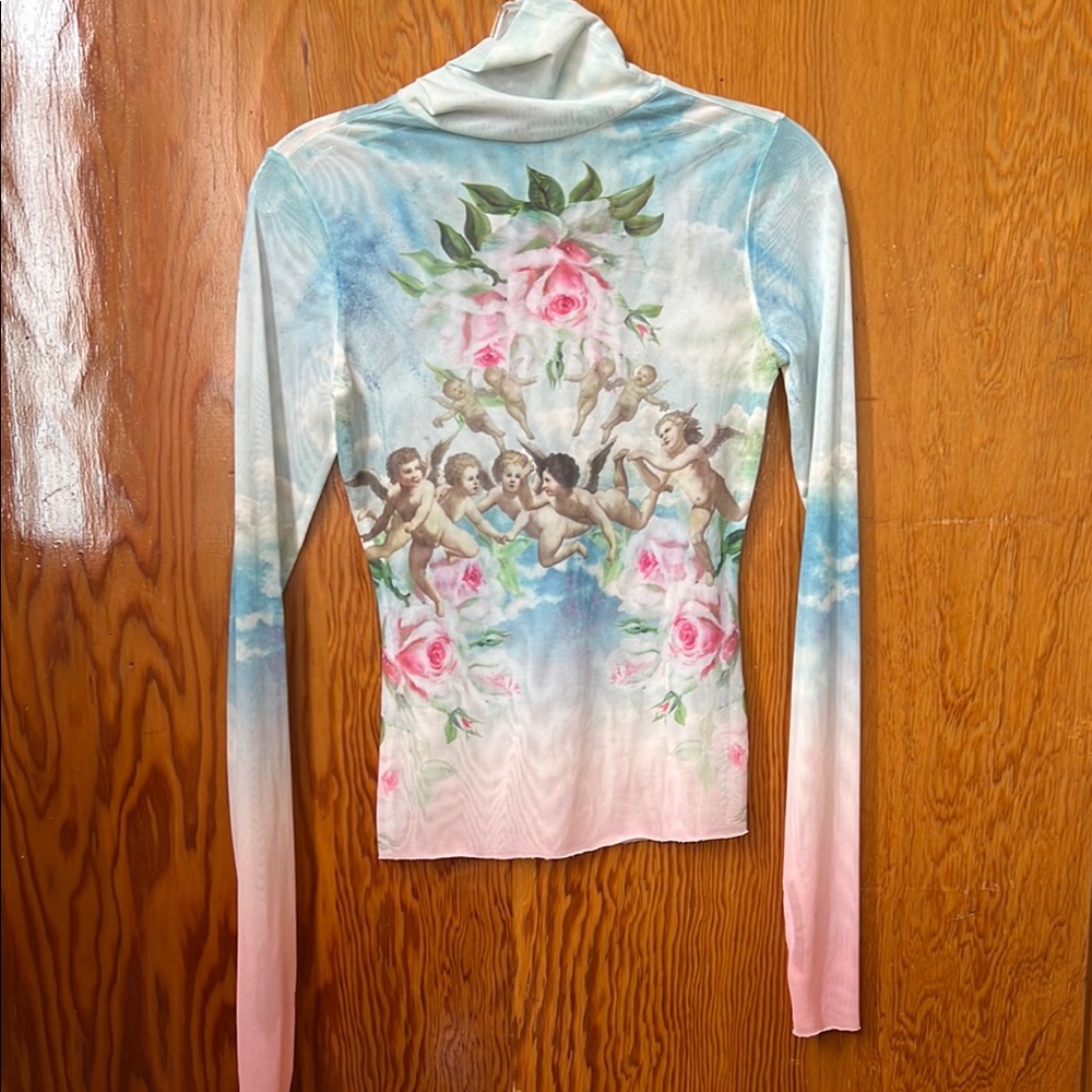 Floral Angel Print Long Sleeve Top